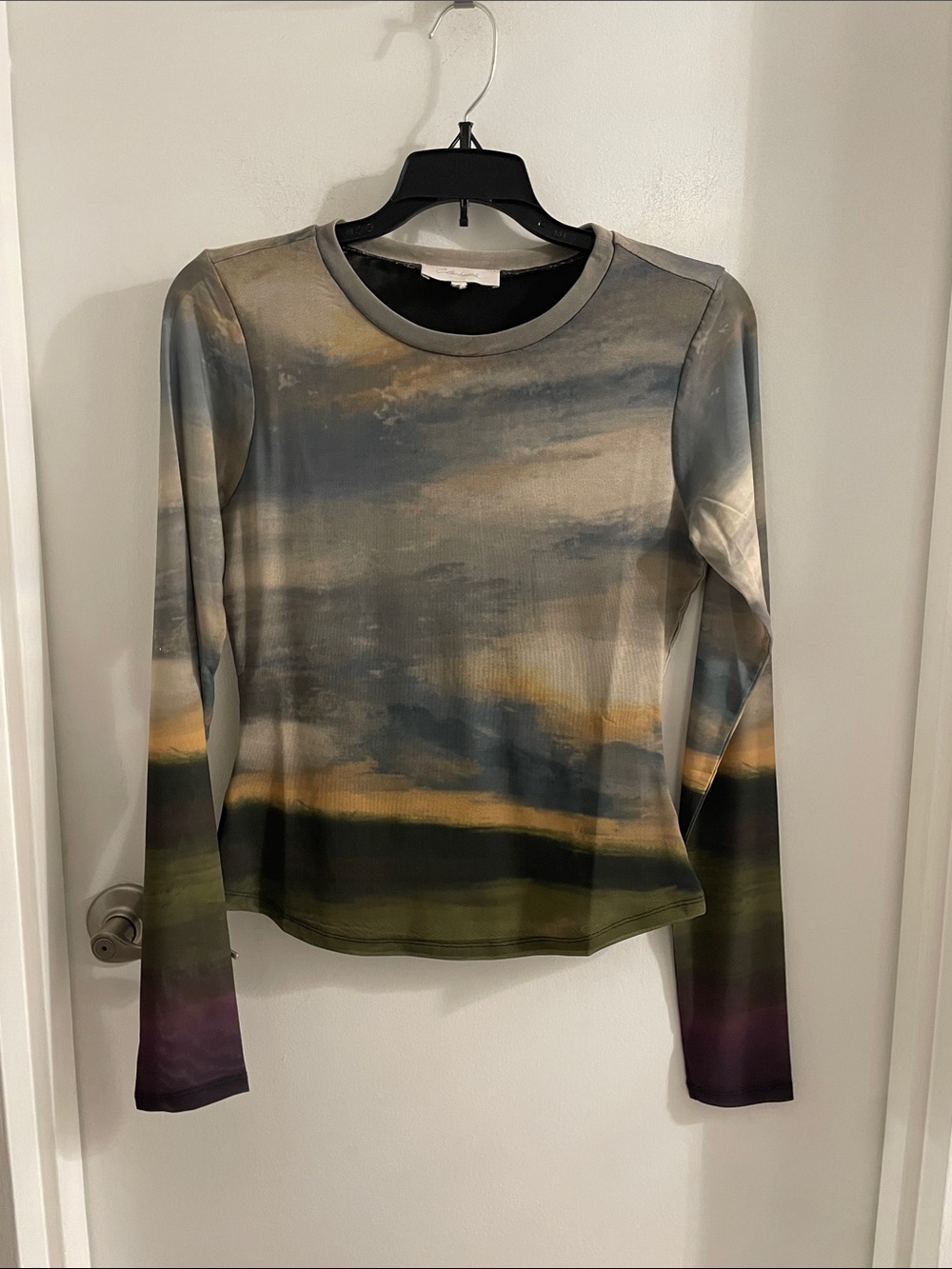 CLEOBELLA small multicolor mesh abstract Sky long sleeve shirt top